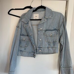 Mango Light Blue Denim Cropped Jacket